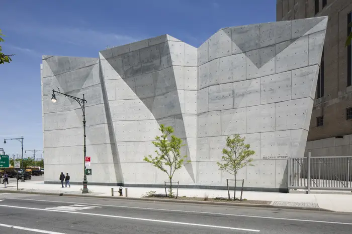 Wide view of Salt Shed. Spring Street Salt Shed, New York City, United States. Architect: Dattner architects, 2015. A proposed bill backed by the Adams administration would curtail the design commission's role in public projects.